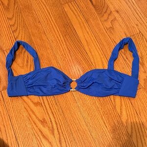 Blue Women's Bikini Top with Gold Accent